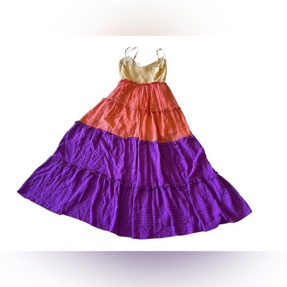 French Connection Adira Birch Tiered Maxi Dress. Size 4. Yellow orange, purple - Picture 7 of 16